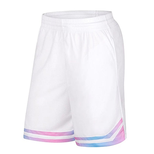 Men Basketball Shorts Training Shorts Breathable Quick-dry White Shorts
